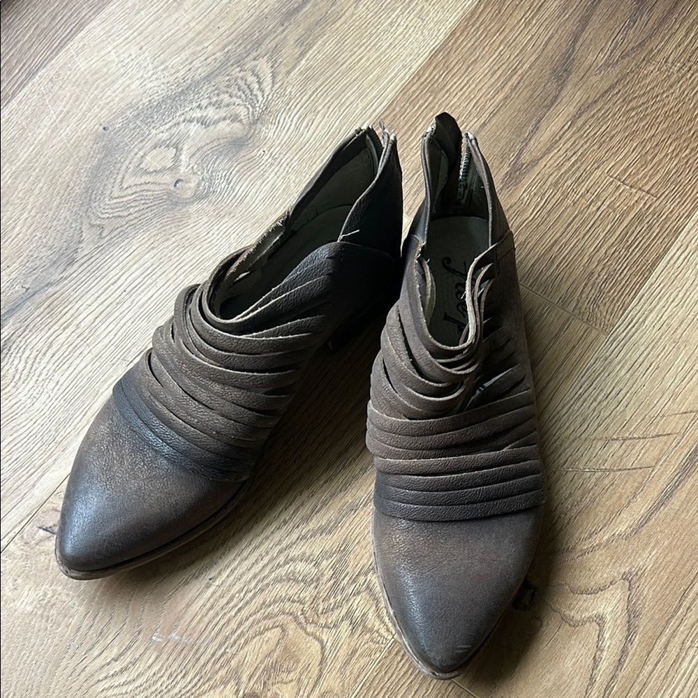 Free People Brown Leather Mules with Sophisticated Design